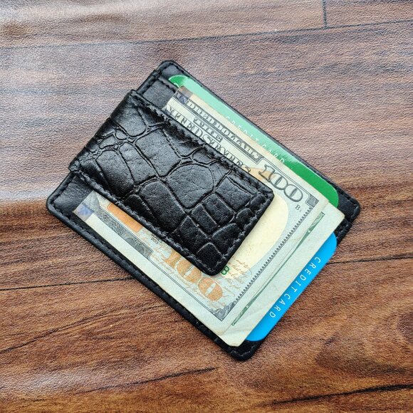 Leather Money Clip, Slim Card Holder, Super Strong Magnet Money Clip - Picture 4 of 5